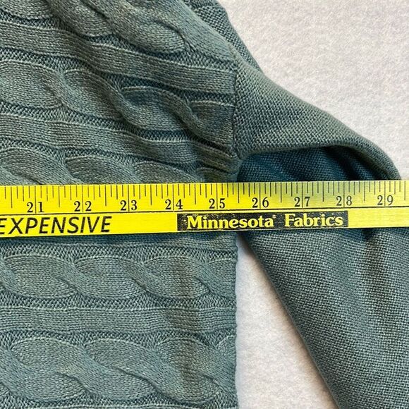 NWT J.JILL Sweater Women's XL Petite Storm Cloud Green Cable Knit Mock Neck $99 - Picture 6 of 16